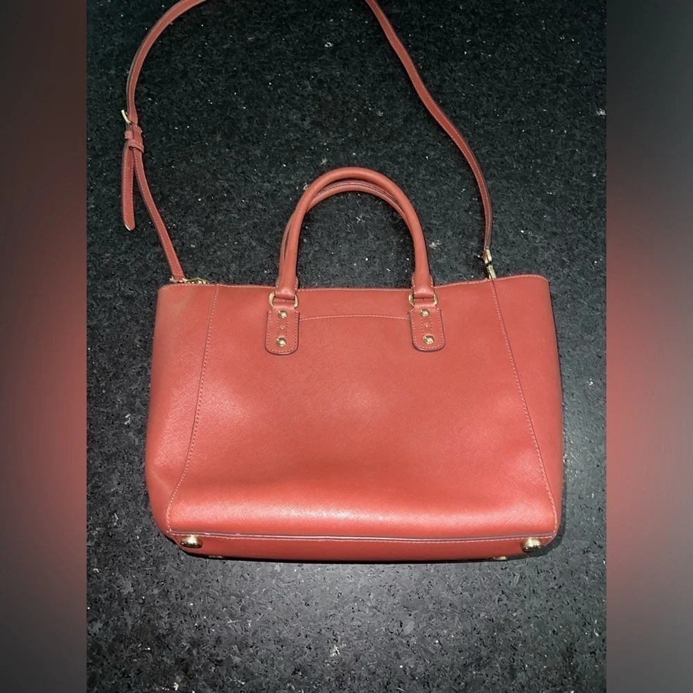 MICHAEL KORS Large Selma BROWN WINE RED colored Studded Saffiano Bag